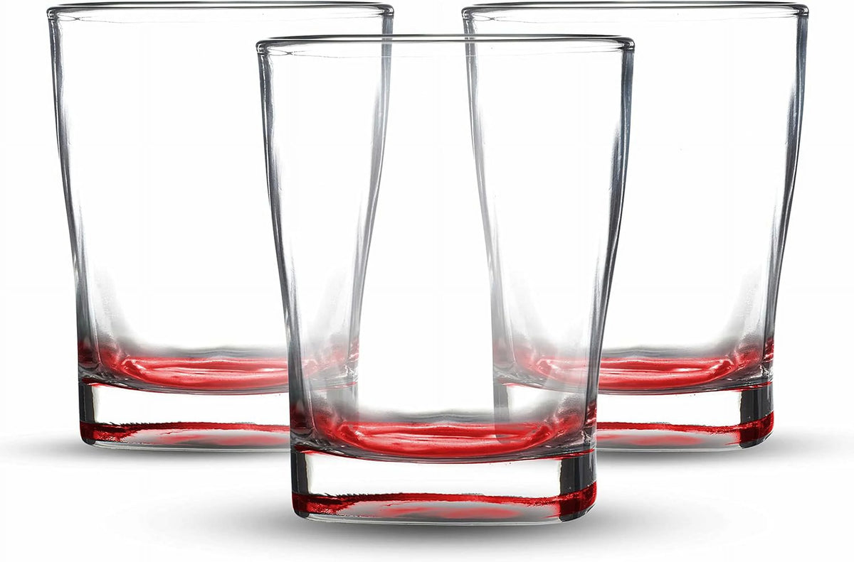 10 Whiskey Glasses Set, 11 Oz, Red Z2409