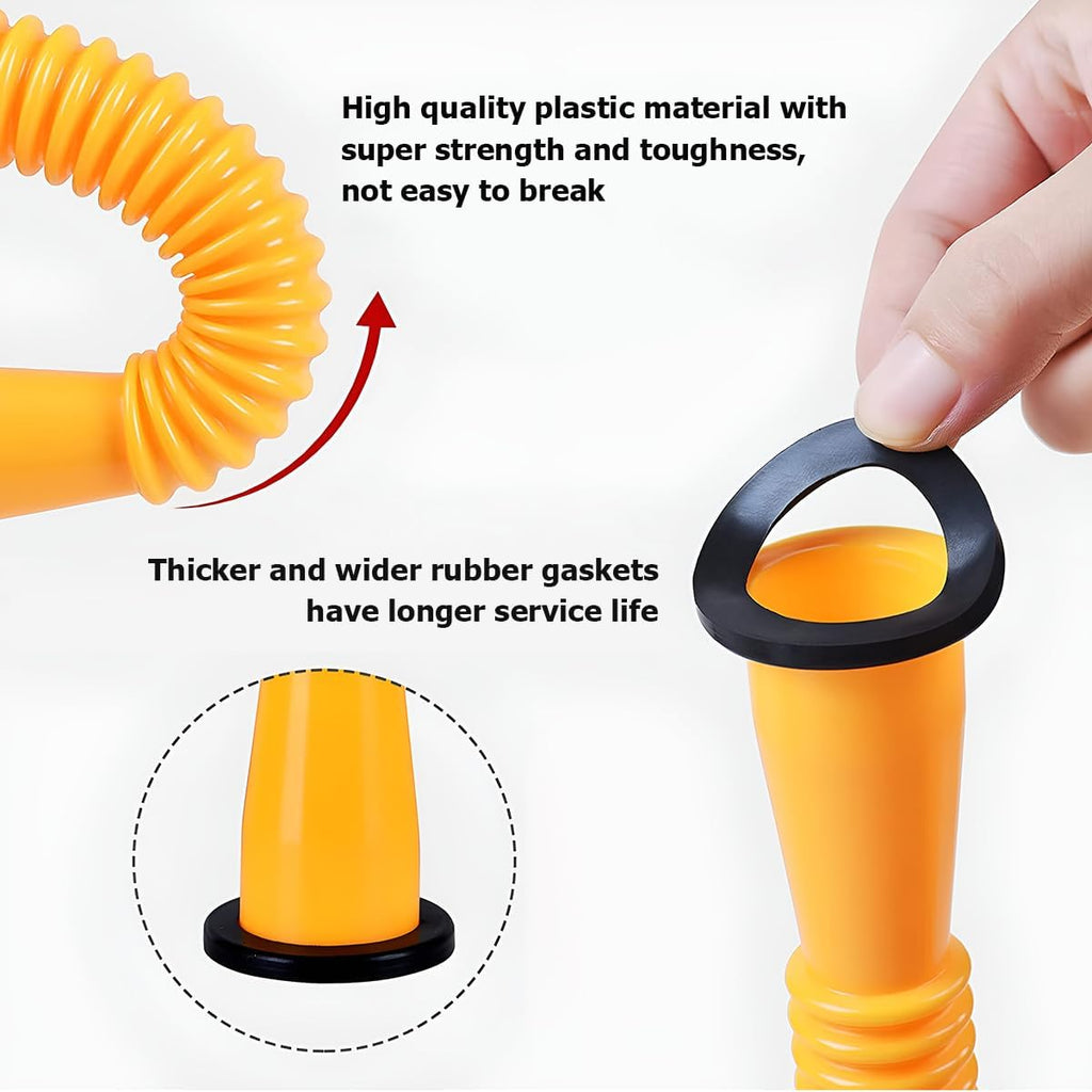 Gas Can Spout Replacement Kits, Flexible Gas Can Nozzle with Screw Collar Caps, Spout Sealing Cap, Rubber Gasket, Replacement Vent Caps M25629