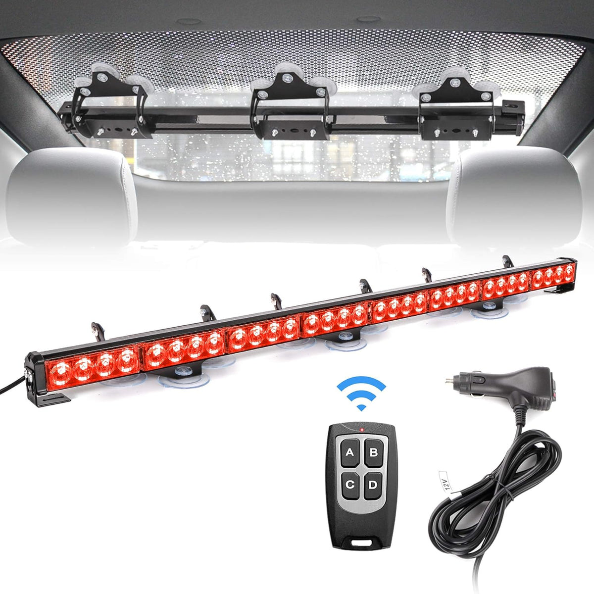 Amber White 35.5 inch 8 Panels Strobe Light Bar Pack of 2 D6077