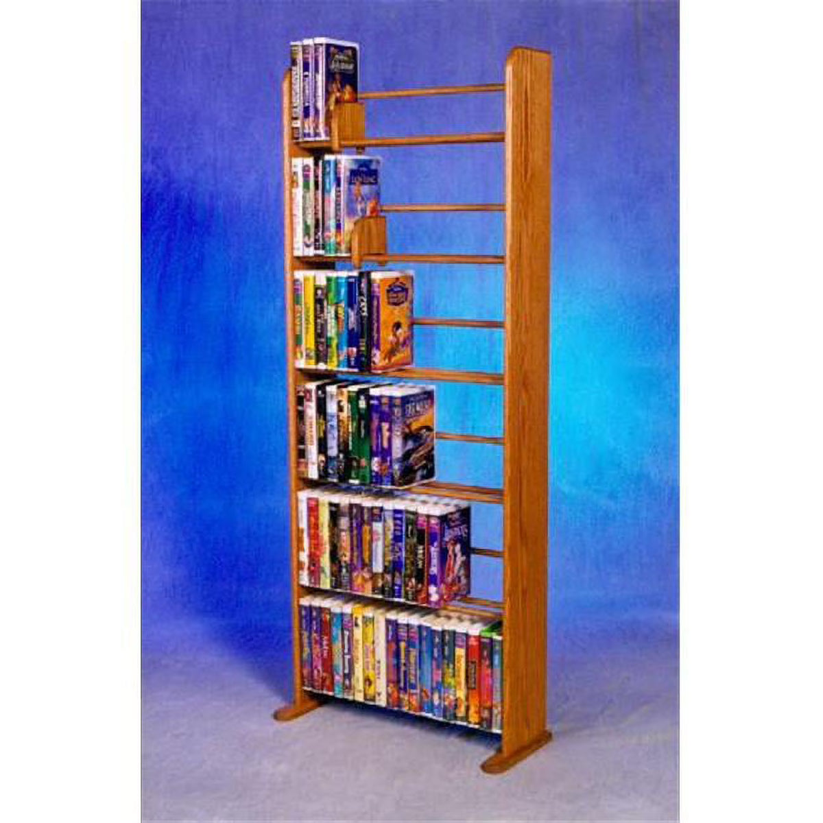 Solid Oak 6 Row Dowel VHS Rack K6086