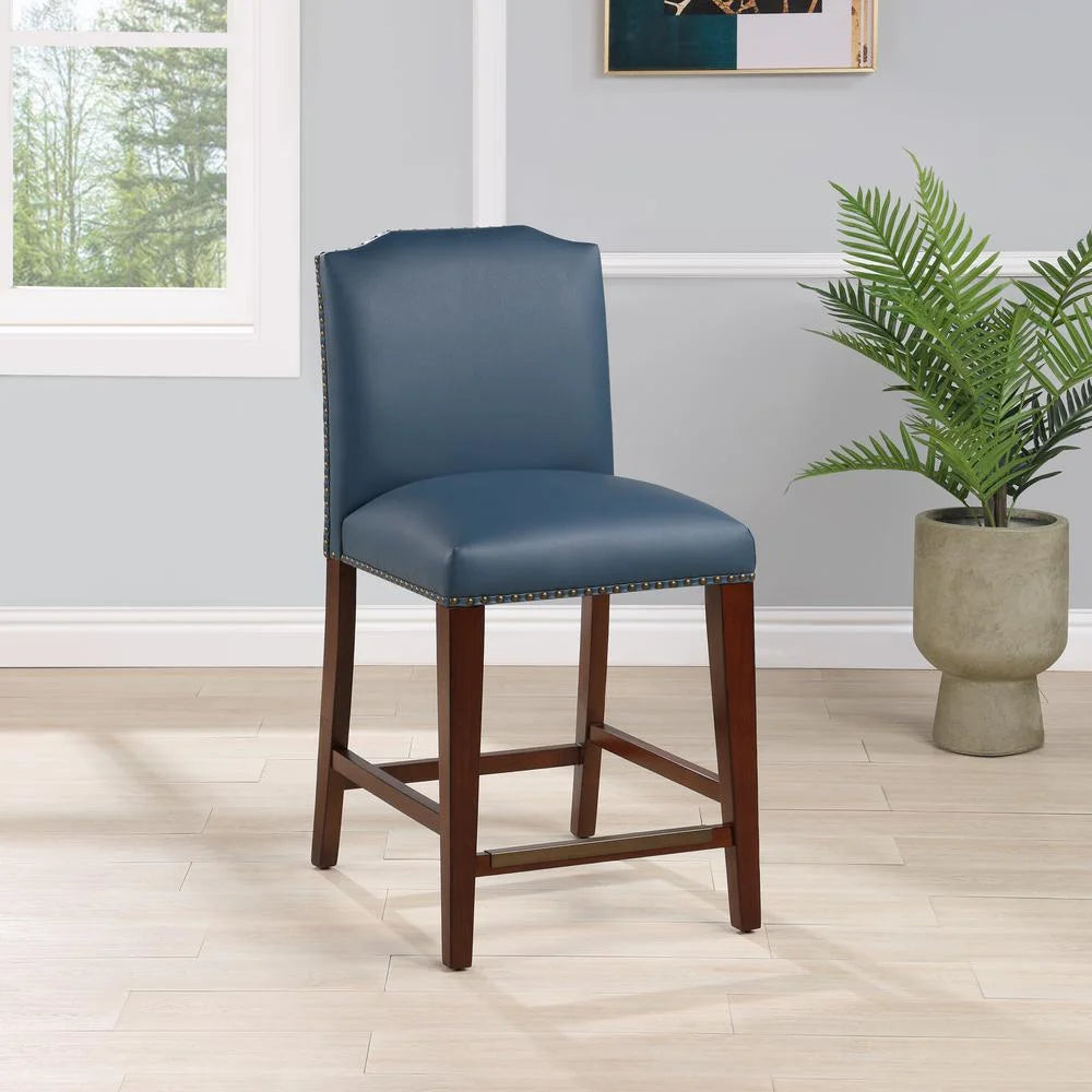 Blue Faux Leather Counter Stool F780074