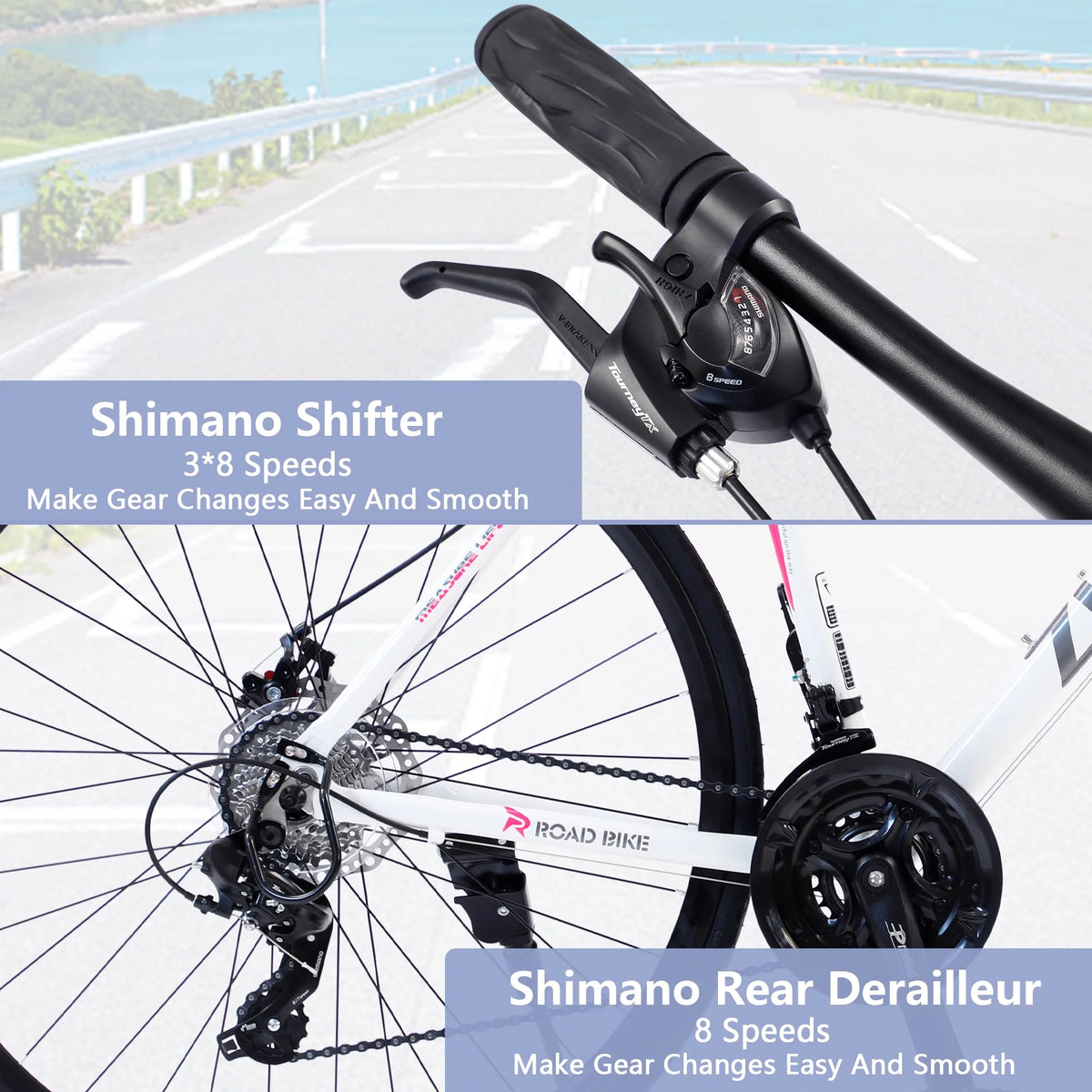 24 Speed 700C Aluminum Flat Bar Road Bike with Disc Brakes V4944