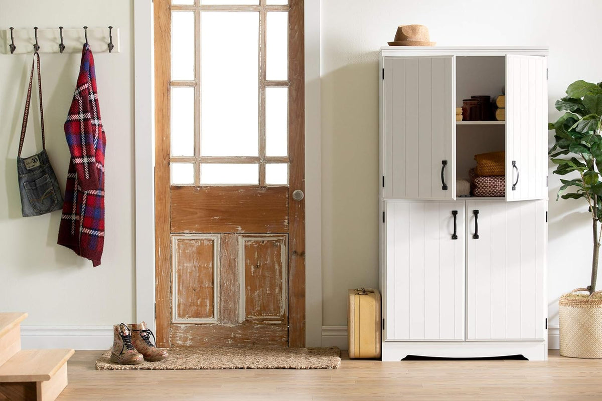 Pure White 4-Door Storage Cabinet S66353