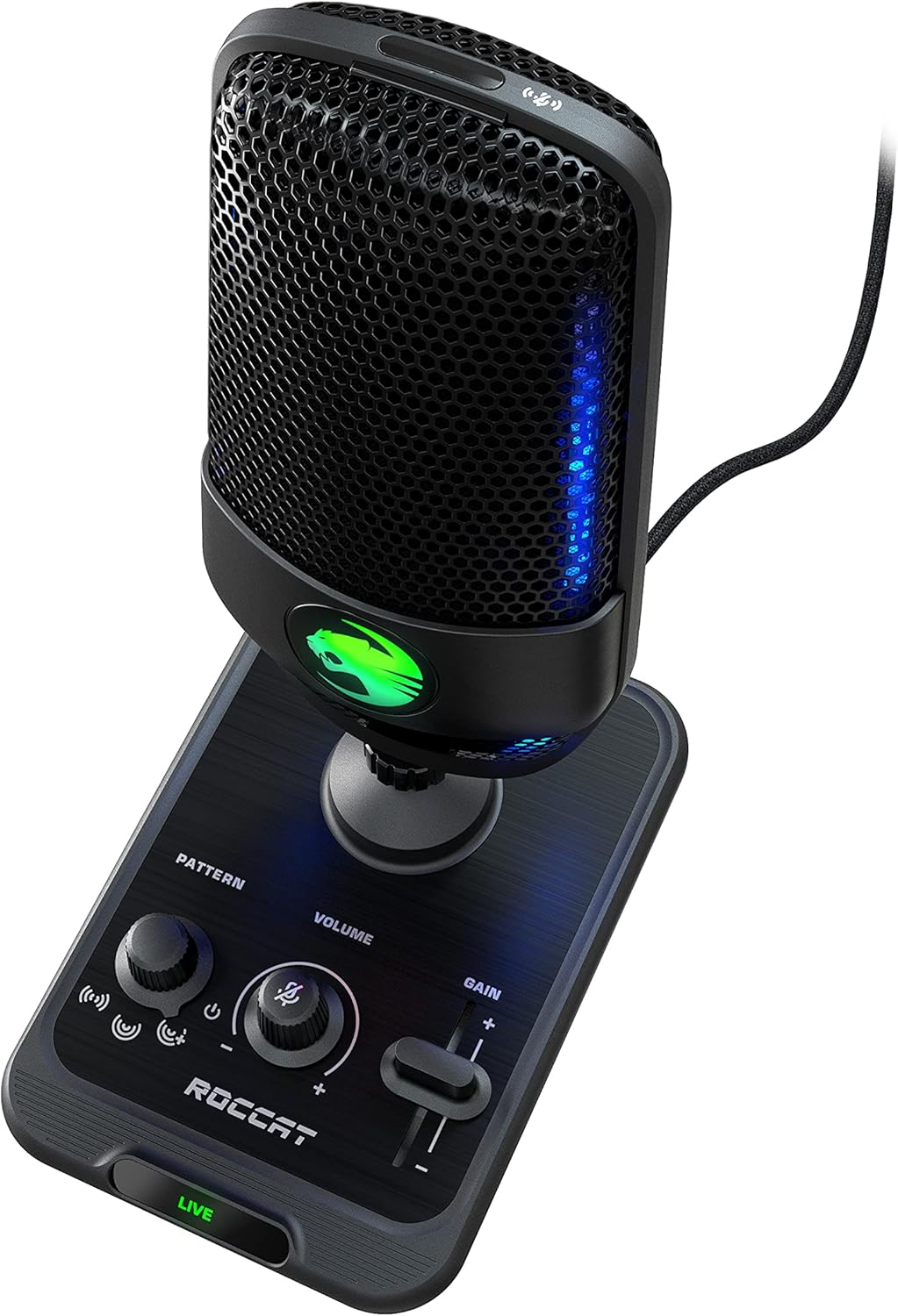Black USB Microphone with RGB AIMO Lighting A807511