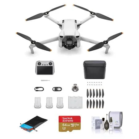 Mini 3 Drone Fly More Combo with RC Remote Controller Bundle with 64GB microSD Card, Foldable Landing Pad Pro, Cleaning Kit U583