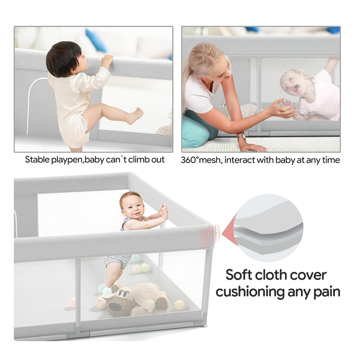 47x47inch Baby Playpen with Safety Non-Slip S47760