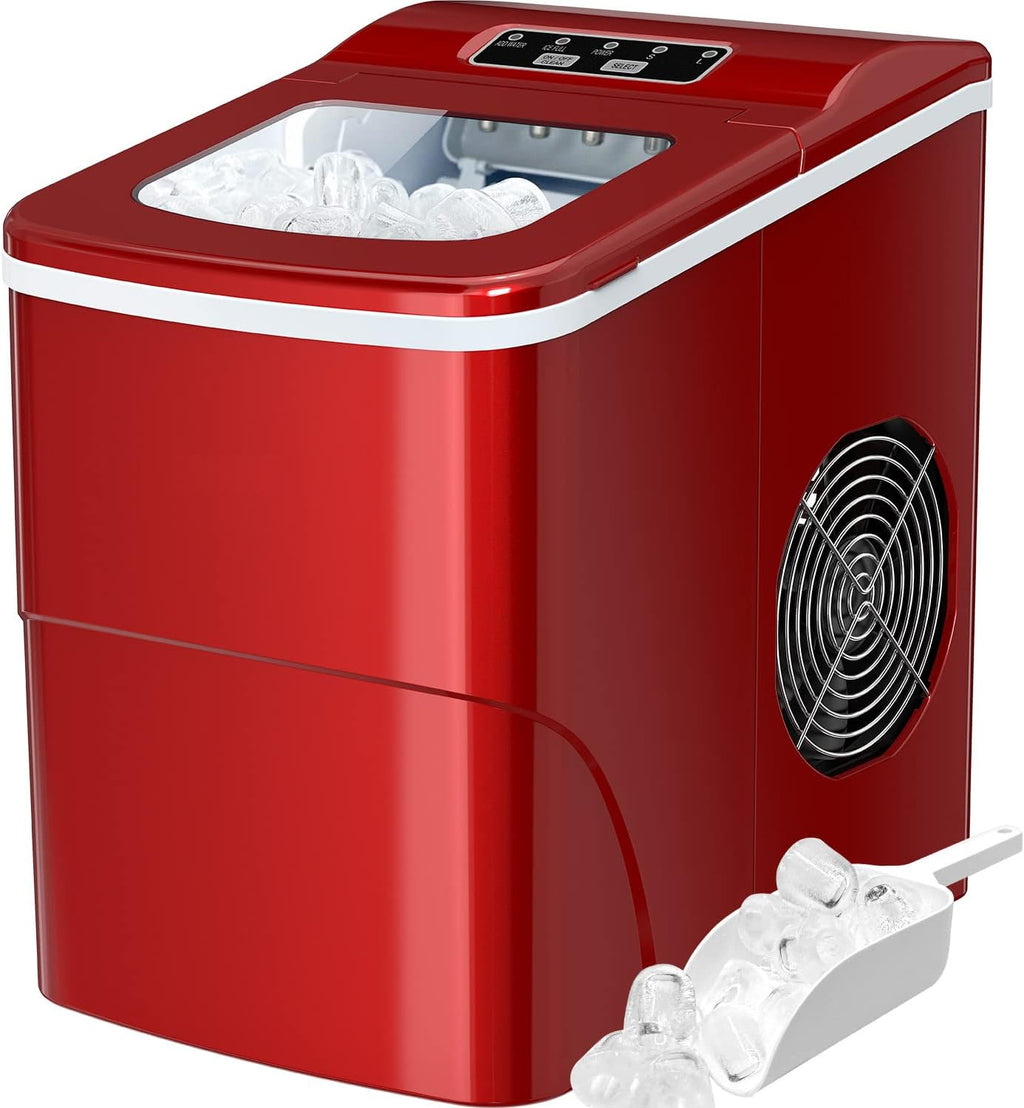 Red Ice Maker Machine, 26lbs 24Hrs Portable Self-Cleaning I52757