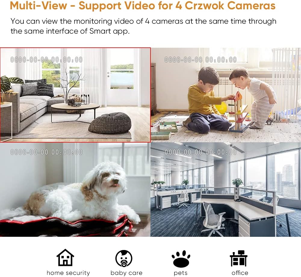 Indoor Security Camera 2 Pack, 1080P WiFi Camera with Night Vision, 2-Way Audio, Human Motion Detection V5901