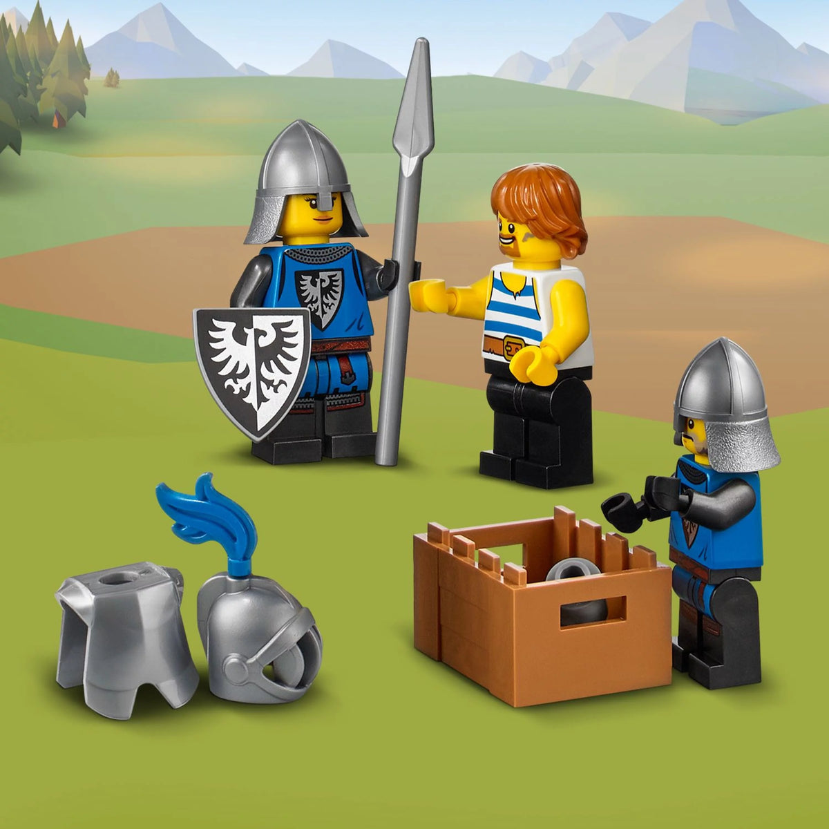 Medieval Castle Toy, 3 in 1, with Minifigures and Dragon Figure G418