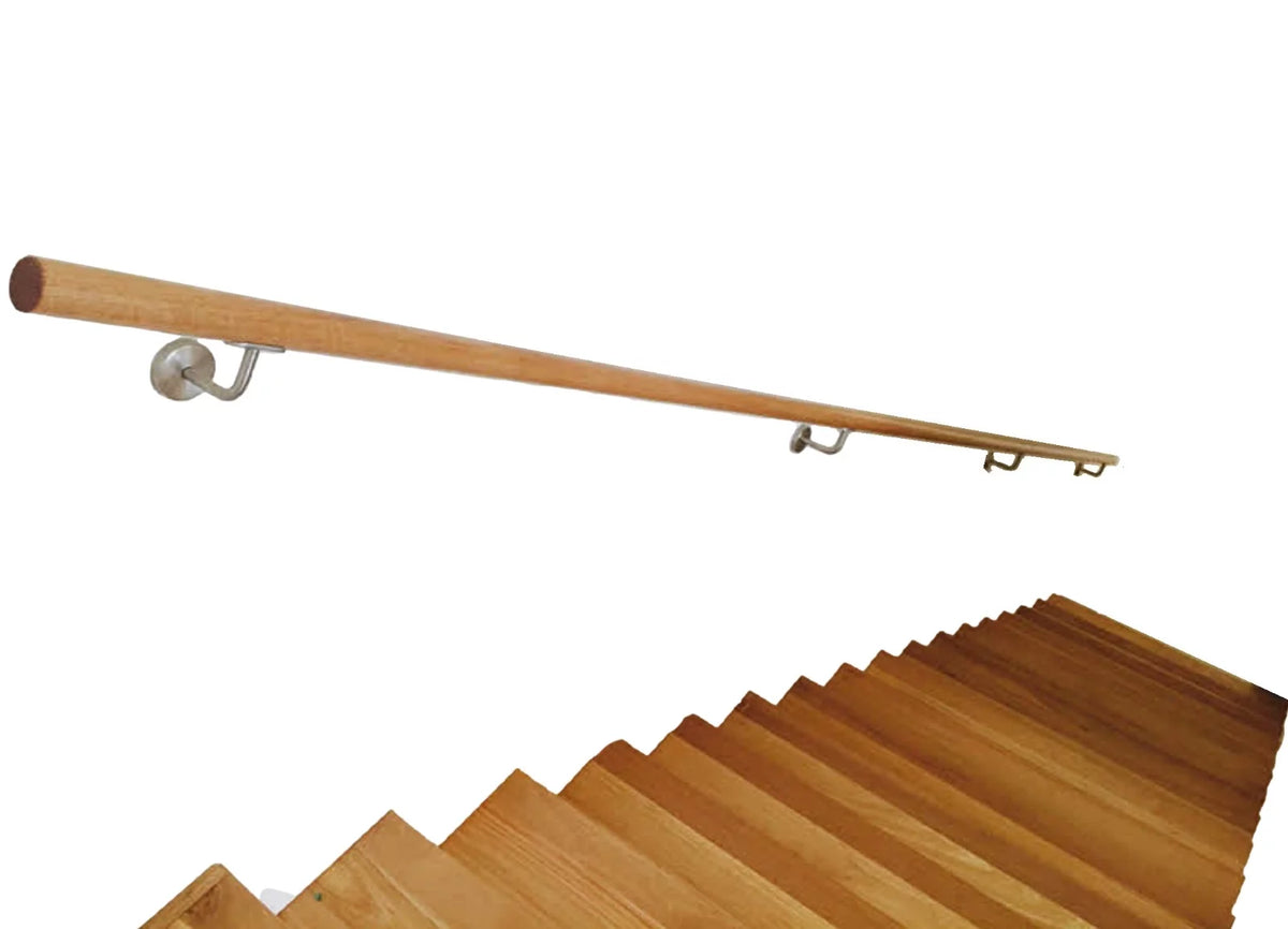 Silver 15 FT Long Wooden Stair Handrail with Iron Bracket P553