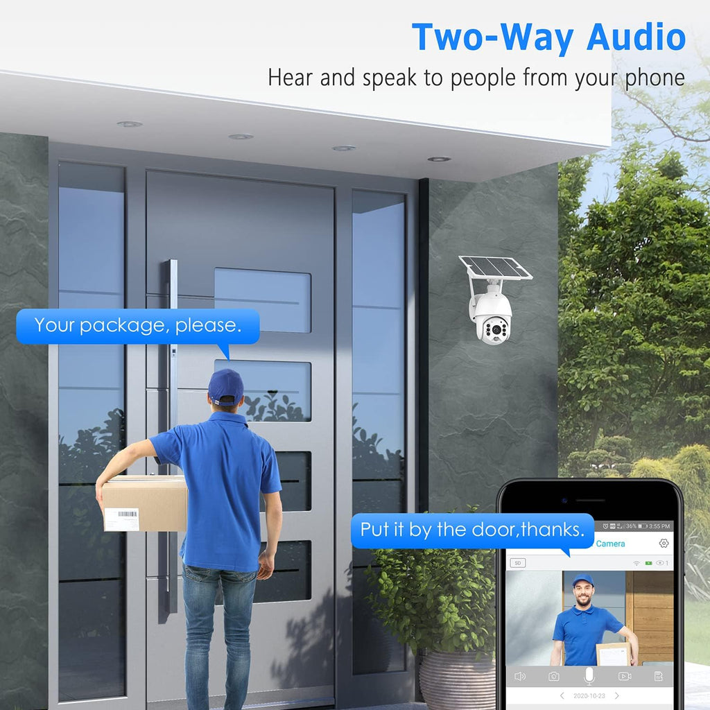 Solar Security Camera Outdoor WiFi Wireless 1080P Motion Detection Color Night Vision 2-Way Talk Cloud SD Slot G596093