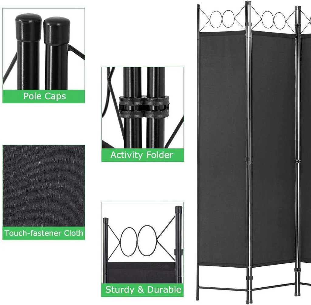 Folding Privacy Screen 4 Panel Steel Frame Room Divider P949550