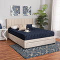 Beige Fabric Full Size 3-Drawer Platform Bed N160