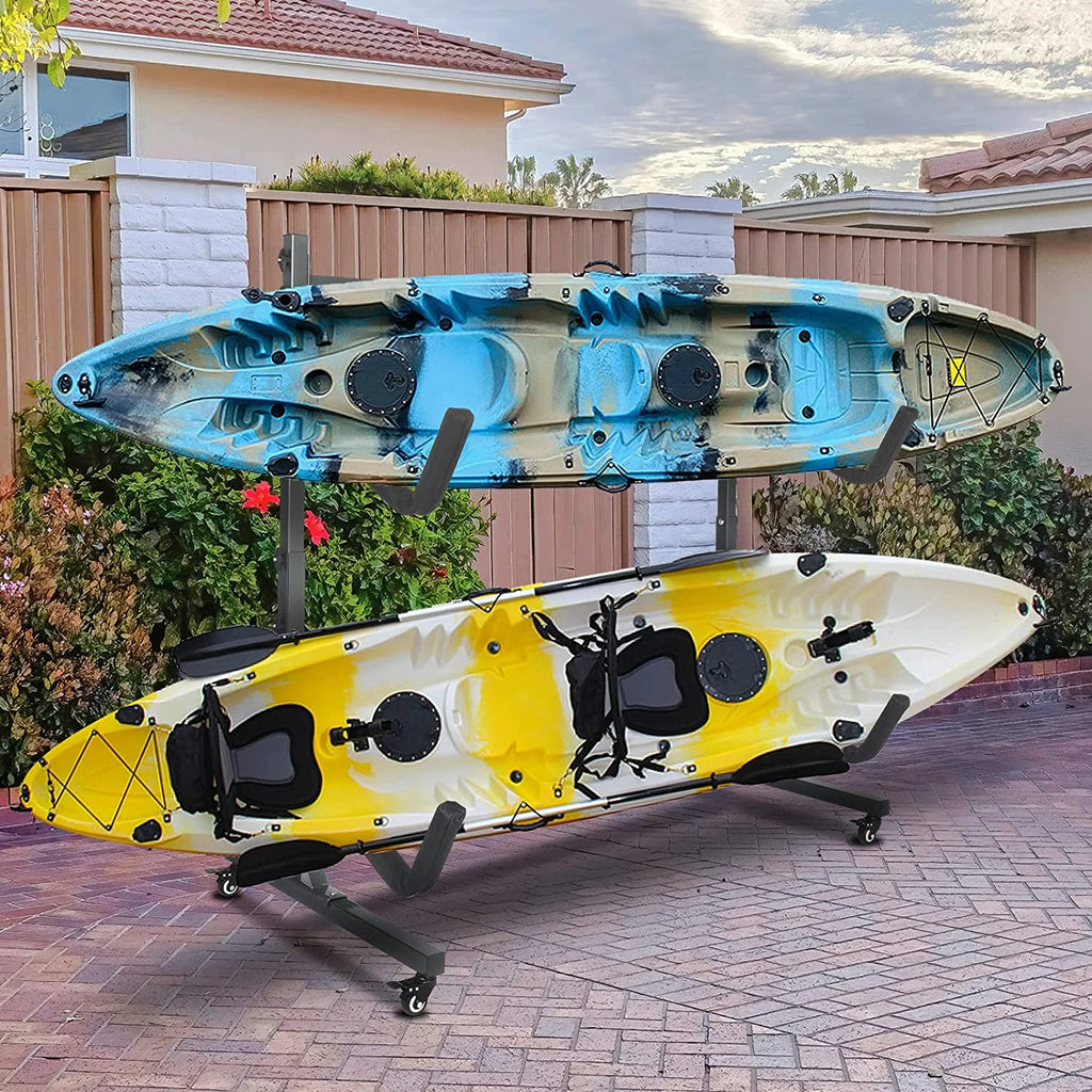 Freestanding Kayak Storage Rack with Lockable Wheels Wide Adjustable Z70248