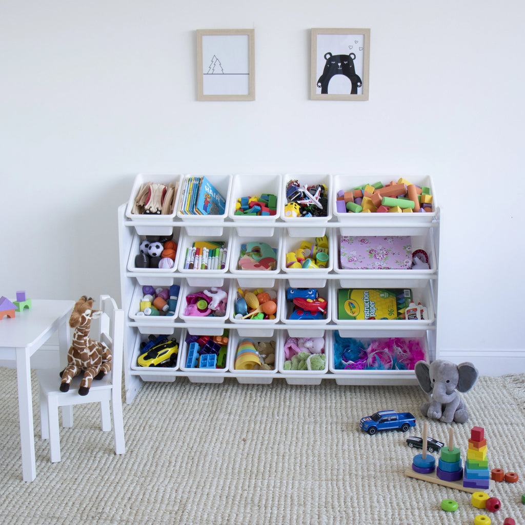 Extra Large Toy Storage Organizer with 20 Storage Bins, White Y83095