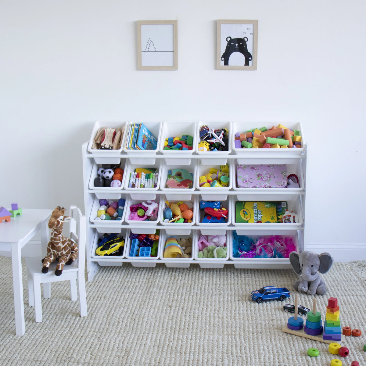 Extra Large Toy Storage Organizer with 20 Storage Bins, White Y83095
