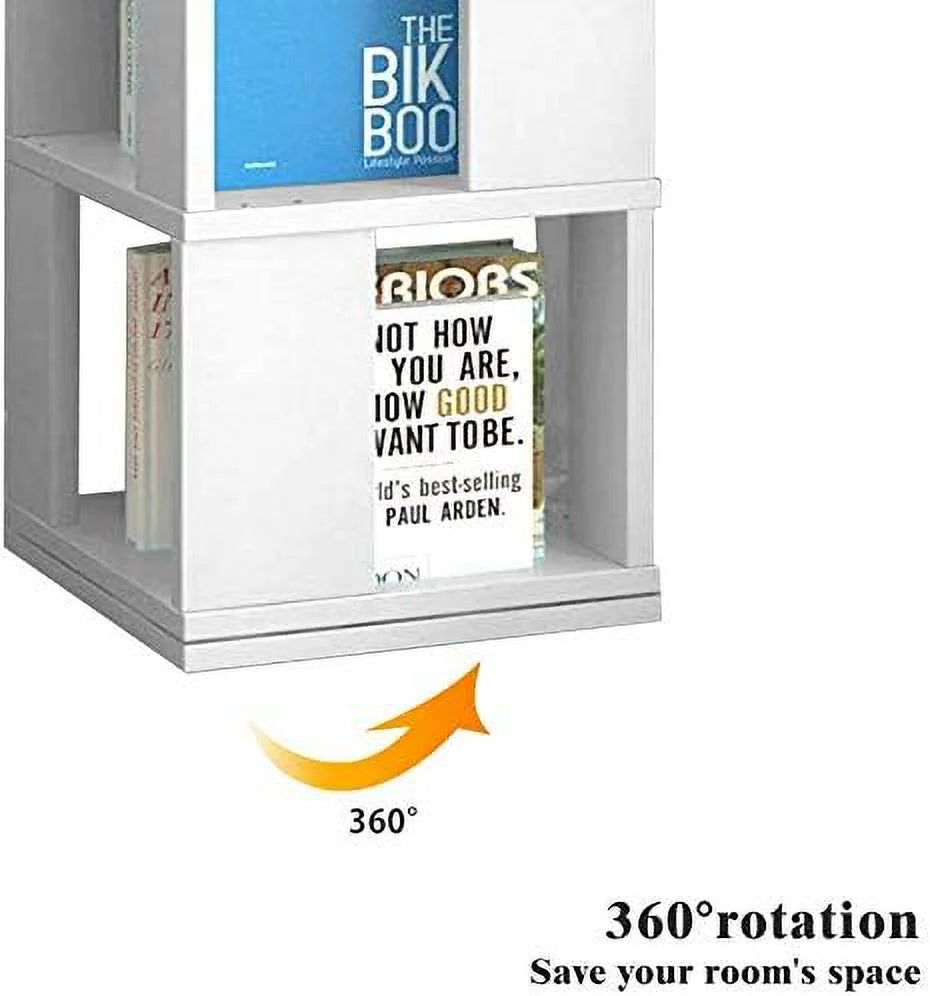 Blue 6 Tier Wooden Rotating Bookshelf X36980