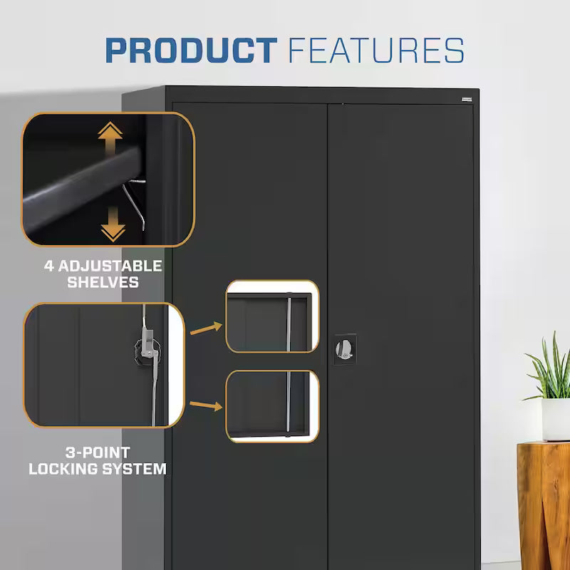 Steel Freestanding Garage Cabinet in Black Q99963