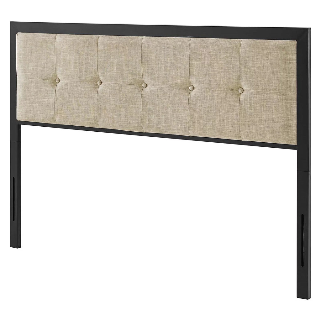 Beige Fabric Tufted Upholstered Full Size Metal Headboard P80728