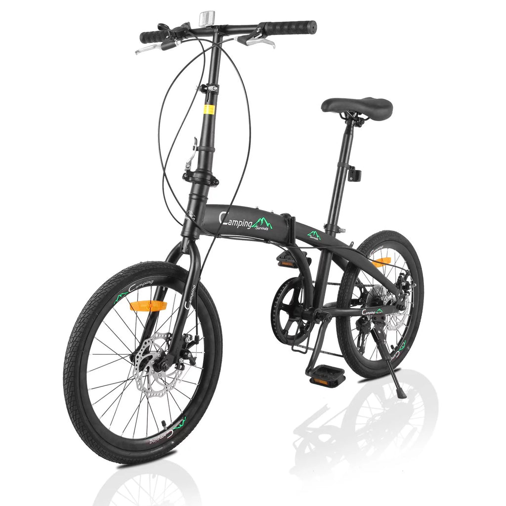 20 Folding Bike, 7 Speed Lightweight City Commuter Bicycle, Black B519
