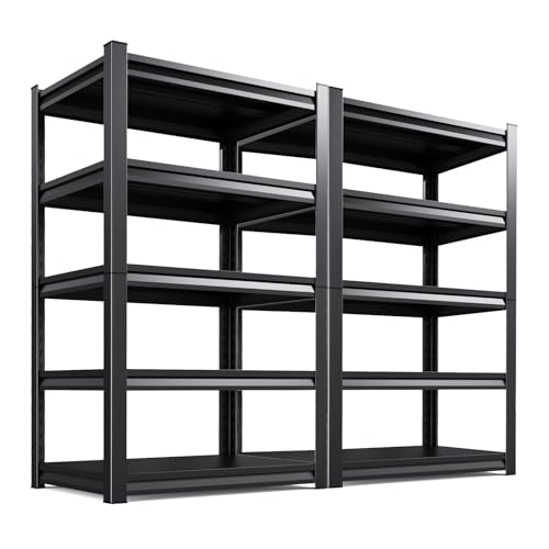 72”H Black 5 Tier Adjustable Metal Shelving Unit 2500LBS W8008