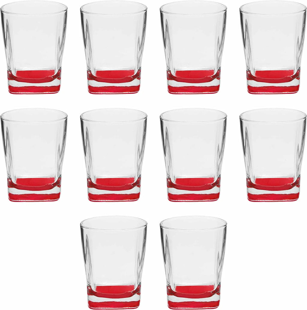 10 Whiskey Glasses Set, 11 Oz, Red Z2409