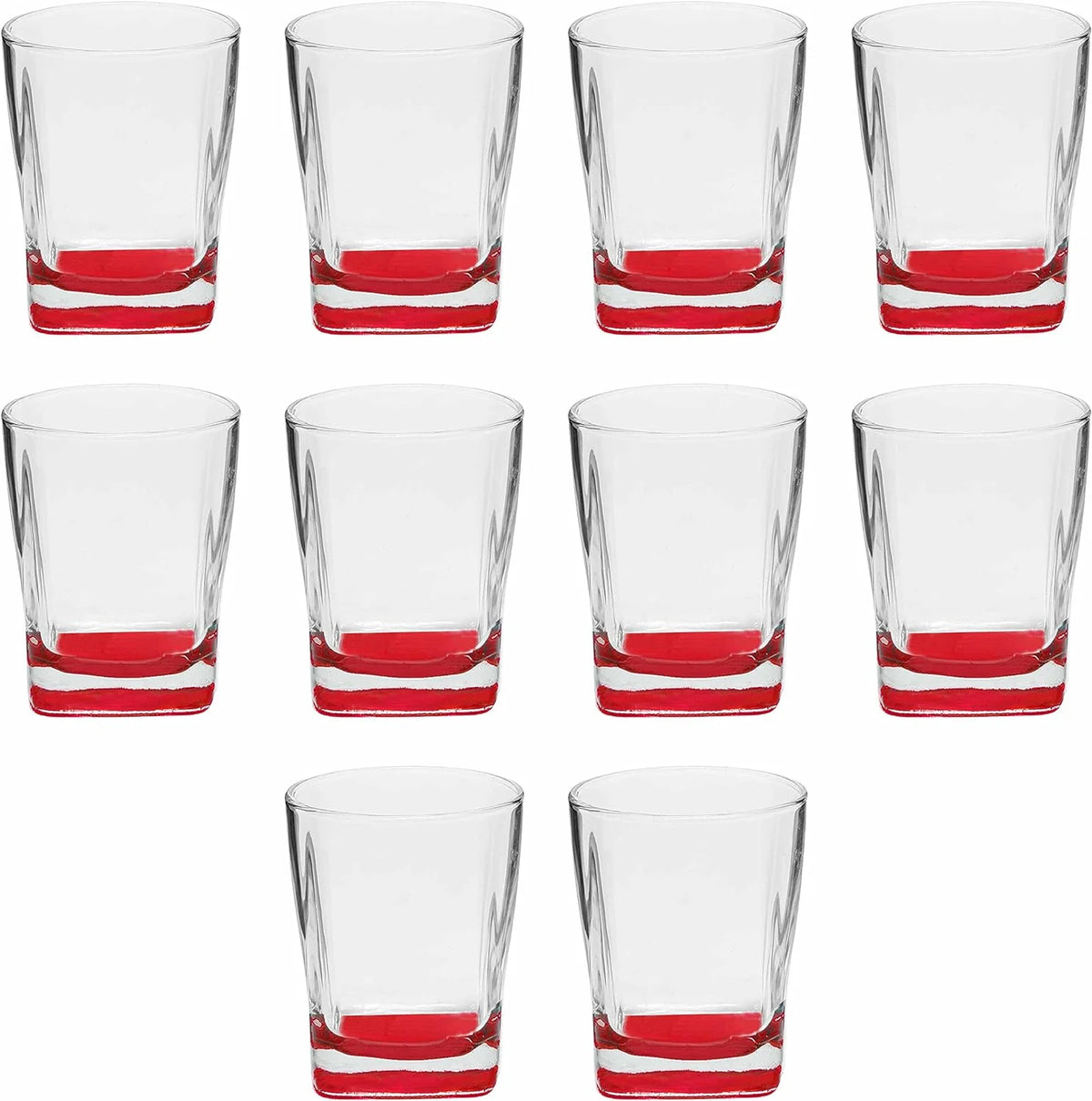 10 Whiskey Glasses Set, 11 Oz, Red Z2409