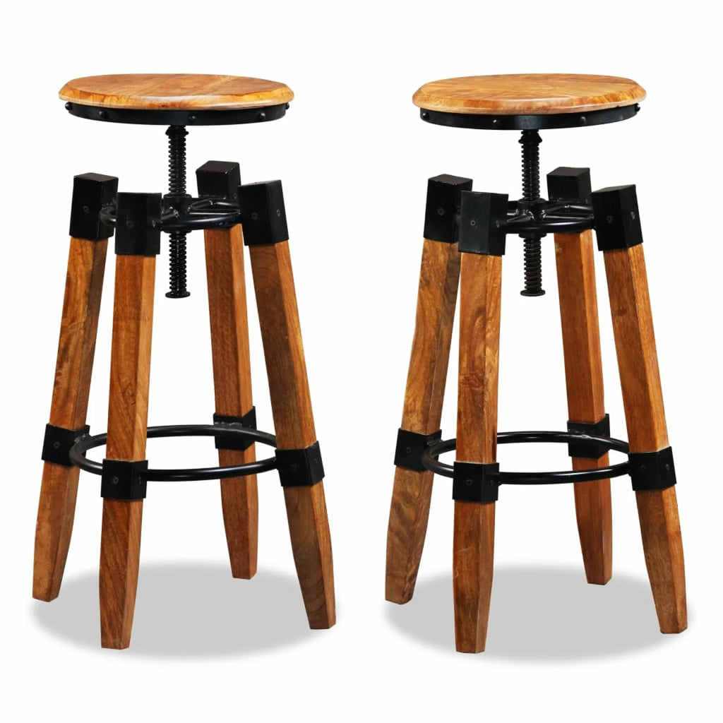 Solid Mango Wood Bar Stools 2 pcs J141