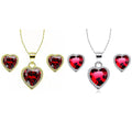24k Yellow and White Gold 4Ct Garnet Necklace Set 18 inch F7871
