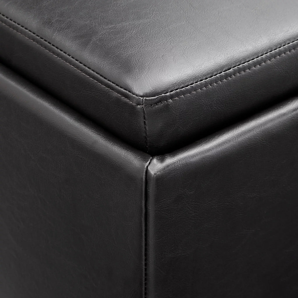 Dark Brown Faux Leather Storage Ottoman with 4 Trays P9919