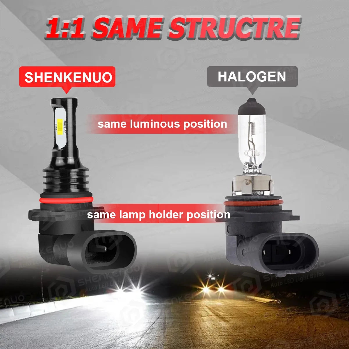 H4 High/Low Beam + H11 Fog Beam LED Headlight Bulbs 6000K Cool White U6828