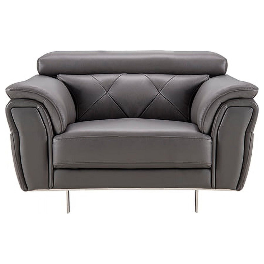 Dark Gray Italian Leather Chair T721794