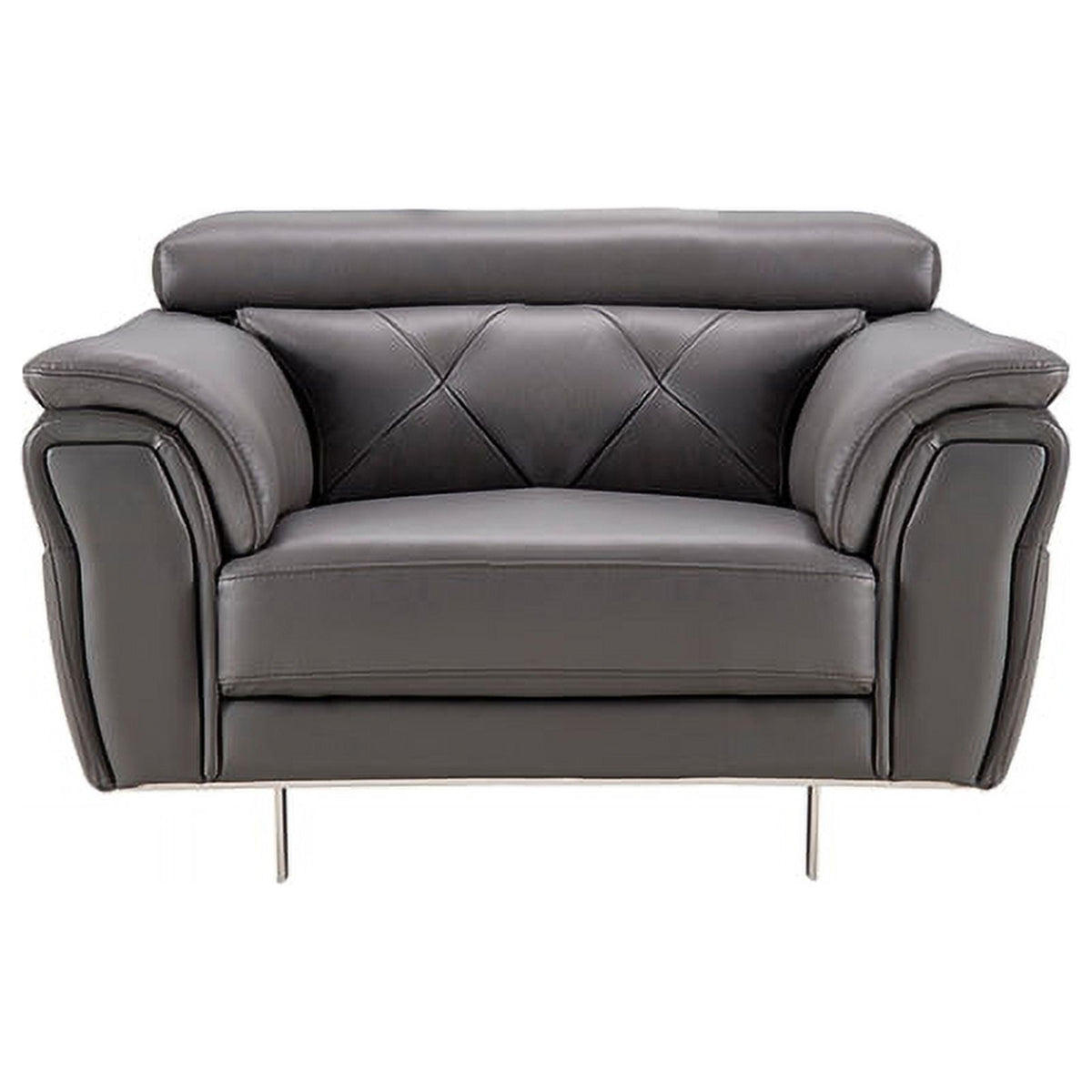 Dark Gray Italian Leather Chair T721794