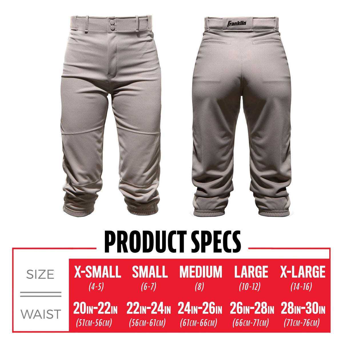 Youth Baseball Pants Gray Large B60439