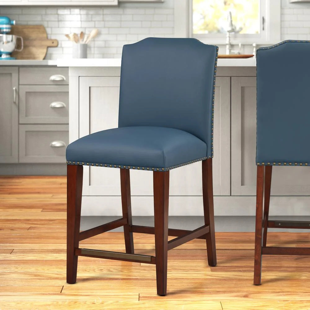 Blue Faux Leather Counter Stool F780074