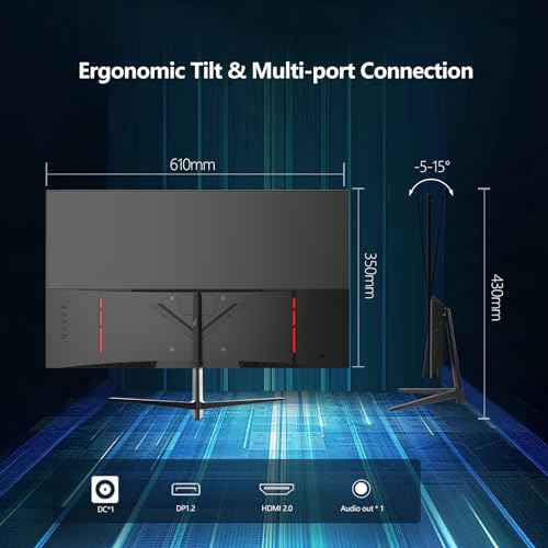 Gaming Monitor, 1ms, DisplayPort, HDMI, VESA Mount N884600