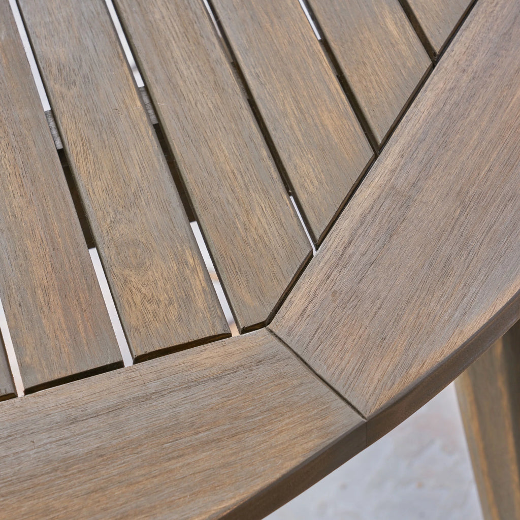 5 Piece Gray Wooden Round Patio Dining Set U2553