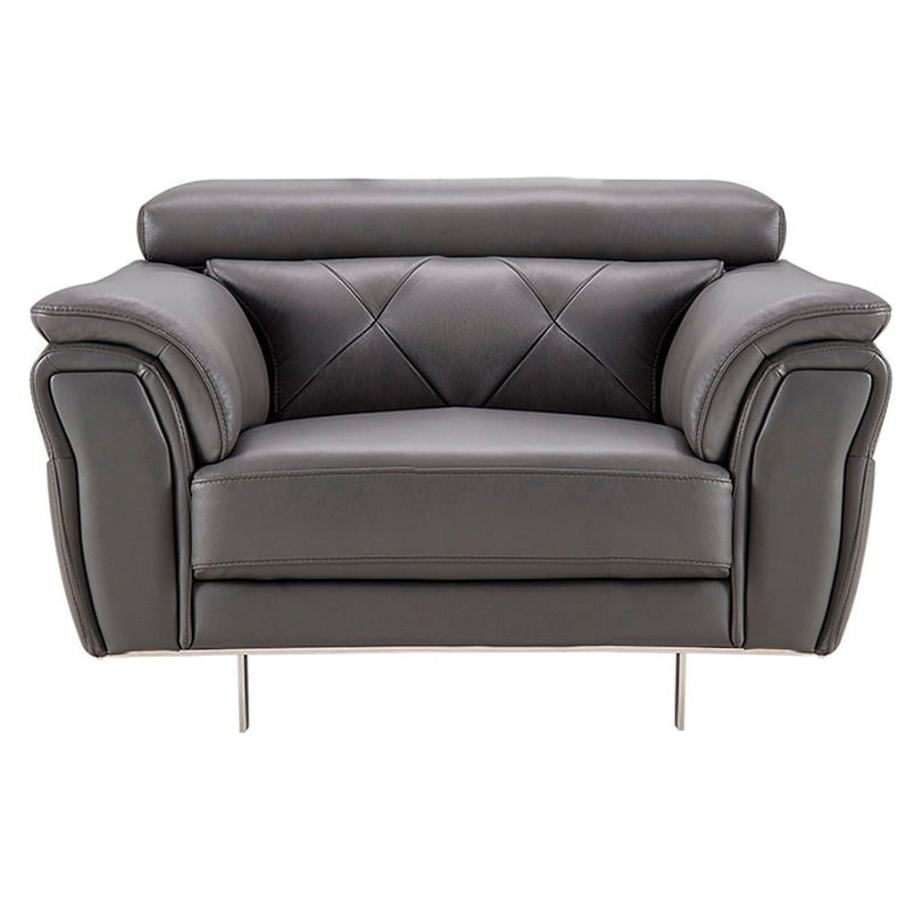 Dark Gray Italian Leather Chair T721794