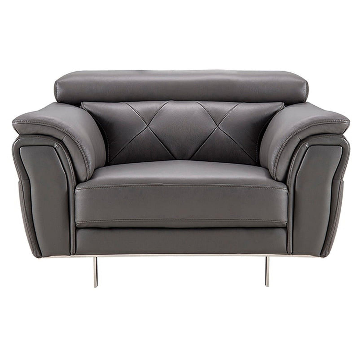 Dark Gray Italian Leather Chair T721794