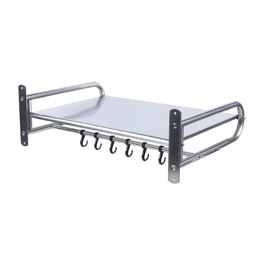 Stainless Steel Wall-Mount Microwave Oven Rack with 6x Hooks C590313