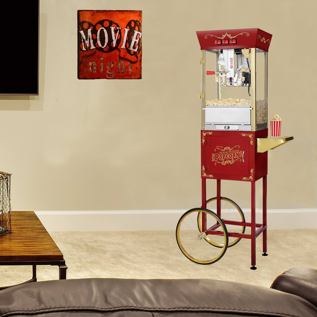 Red 1-Cup Oil Popcorn Maker Cart J4018