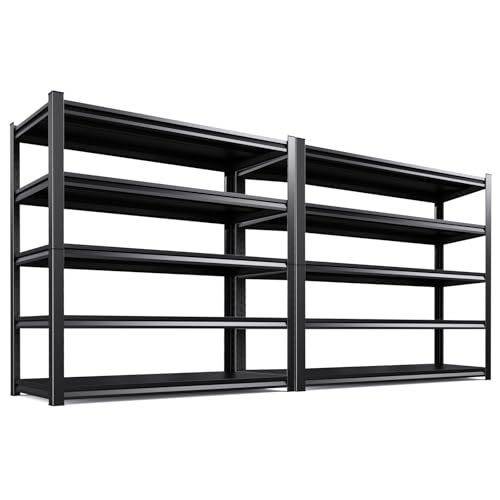 72”H Black 5 Tier Adjustable Metal Shelving Unit 2500LBS W8008