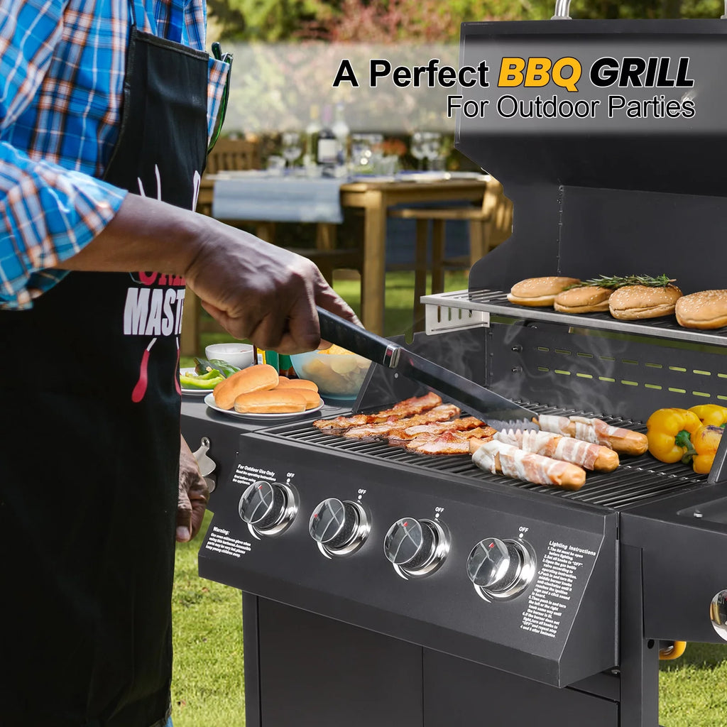 4-Burner Propane Gas Grill with Side Burner E9216