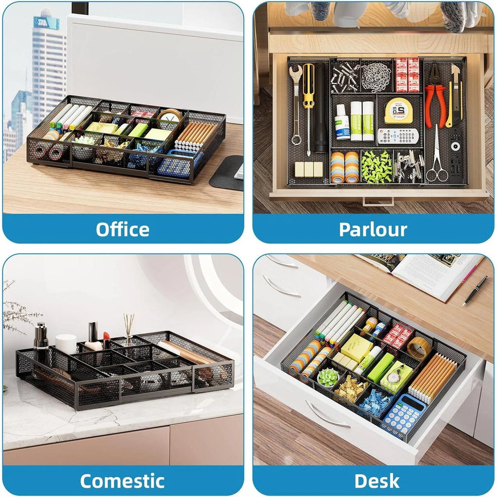 Mesh Drawer Organizer with 10 Adjustable Compartments D389