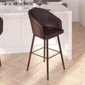 Brown Faux Leather Wood Frame Bar Height Stool S2152