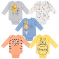 Multicolored 5 Pack Long Sleeve Bodysuits 12 Months F171054