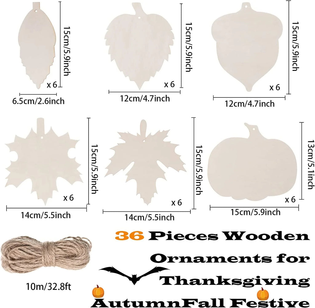 60 Pieces Maple Leaf Wood Craft Cutout P842