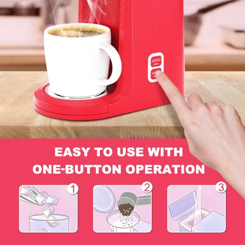 2 in 1 K Cup Coffee Maker, Single Serve Coffee Maker for Capsule and Ground Coffee, Pod Coffee Maker with Self-Cleaning Function, 8-14 oz Brew Size R908281