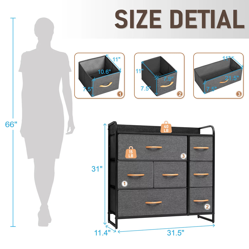 7 Drawer Brown Dresser O18539