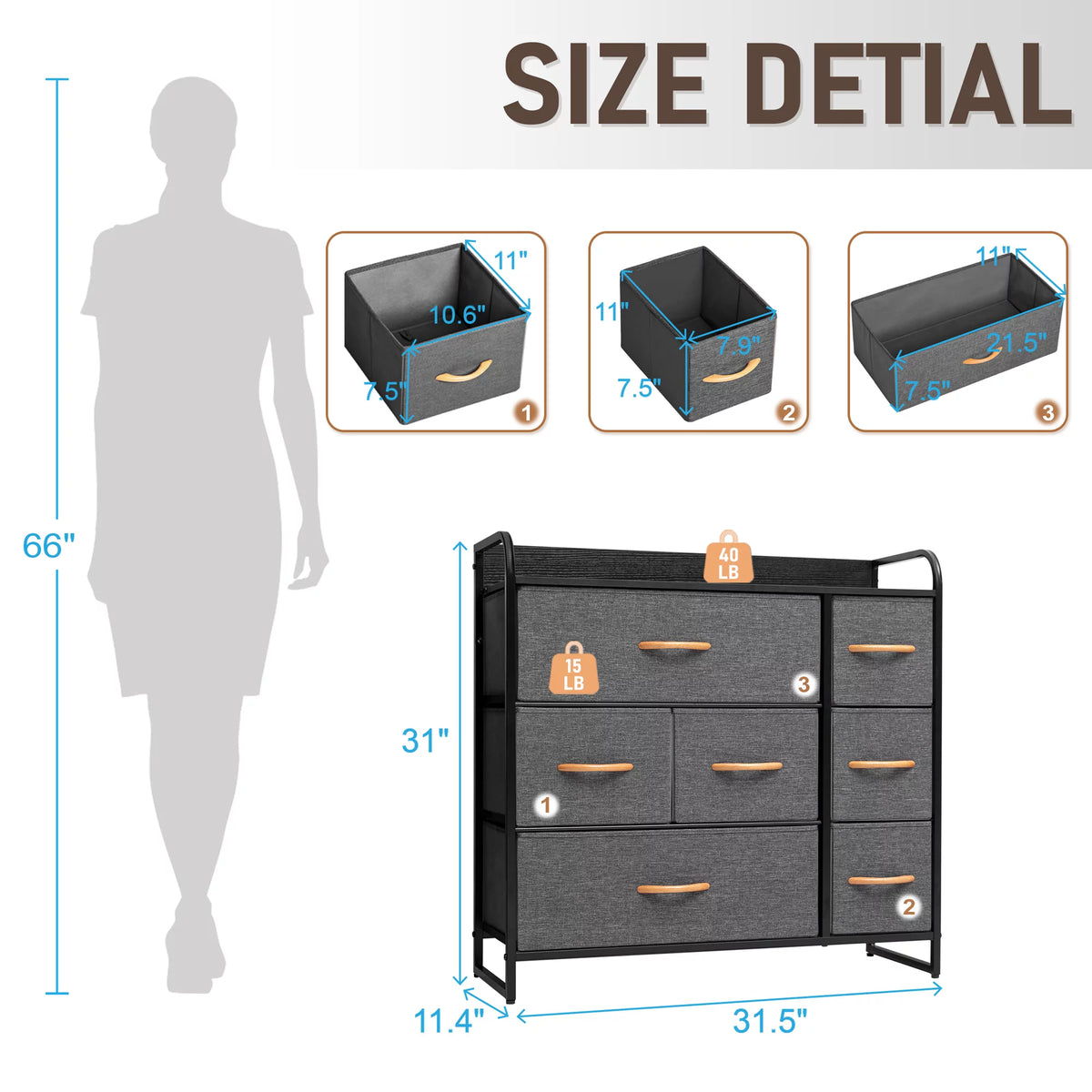 7 Drawer Brown Dresser O18539